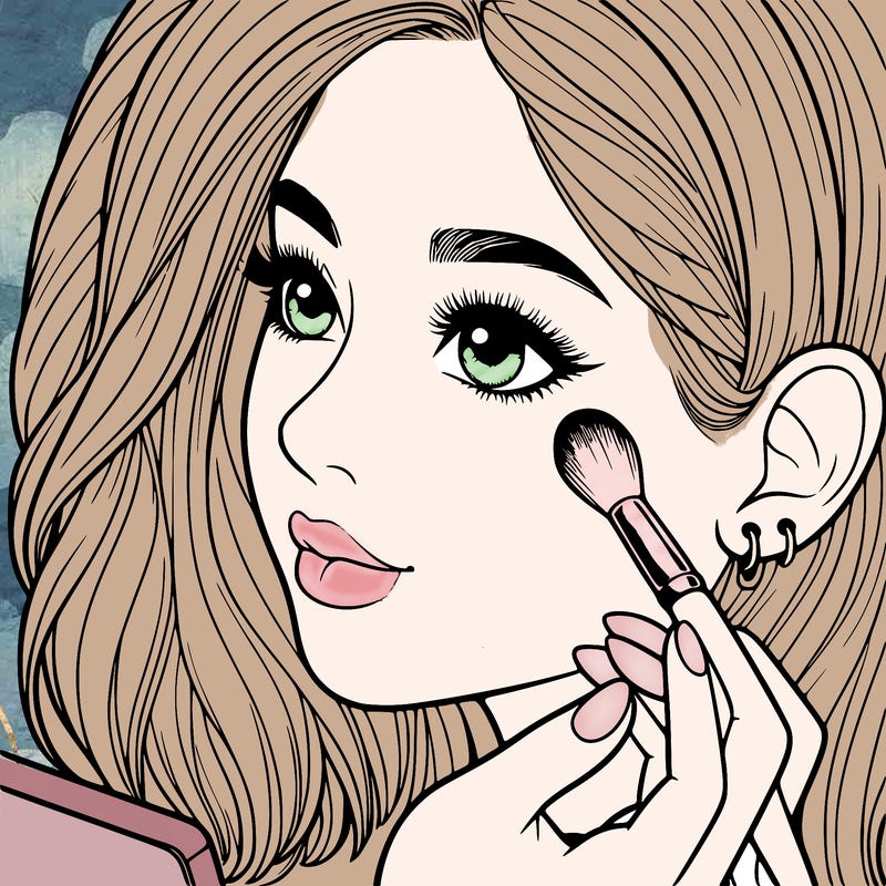 a realistic girl doing her makeup