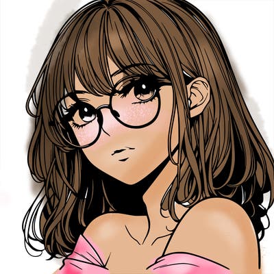 manga woman character with glasses and nice lips