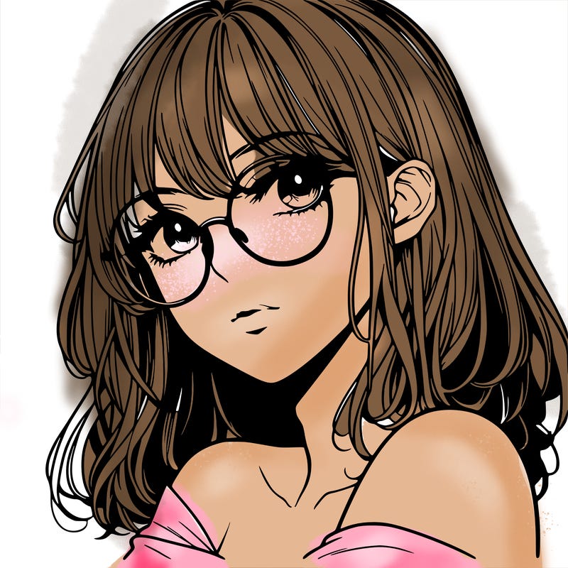 manga woman character with glasses and nice lips