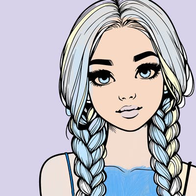 realistic girl with braids