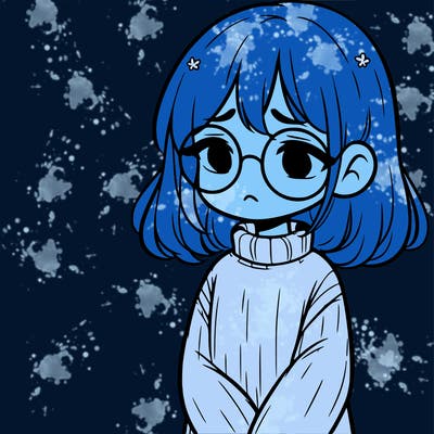 sad girl with glasses in a sweater