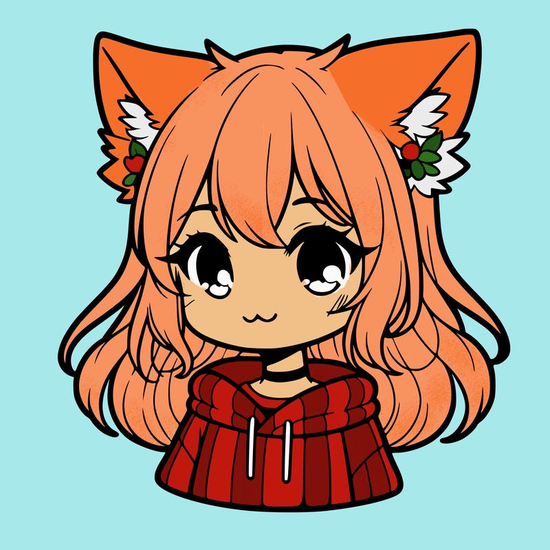 a cute girl with fluffy fox ears