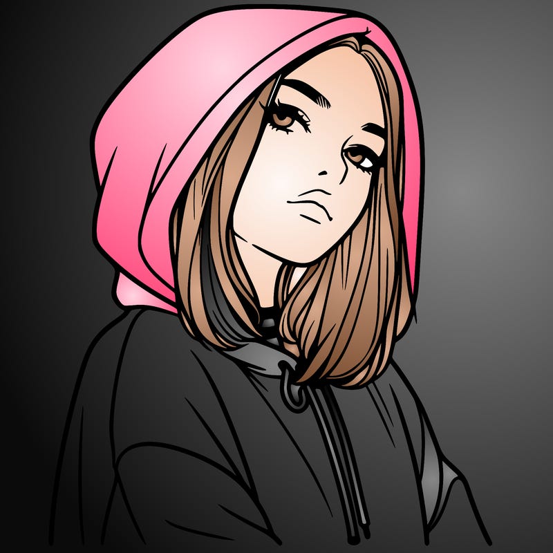 a realistic girl in a hoodie