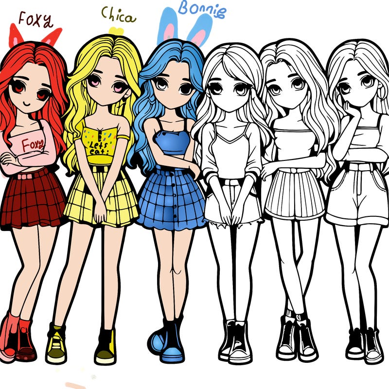 a group of girls realistic