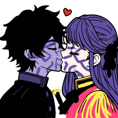 anime boy and girl kissing