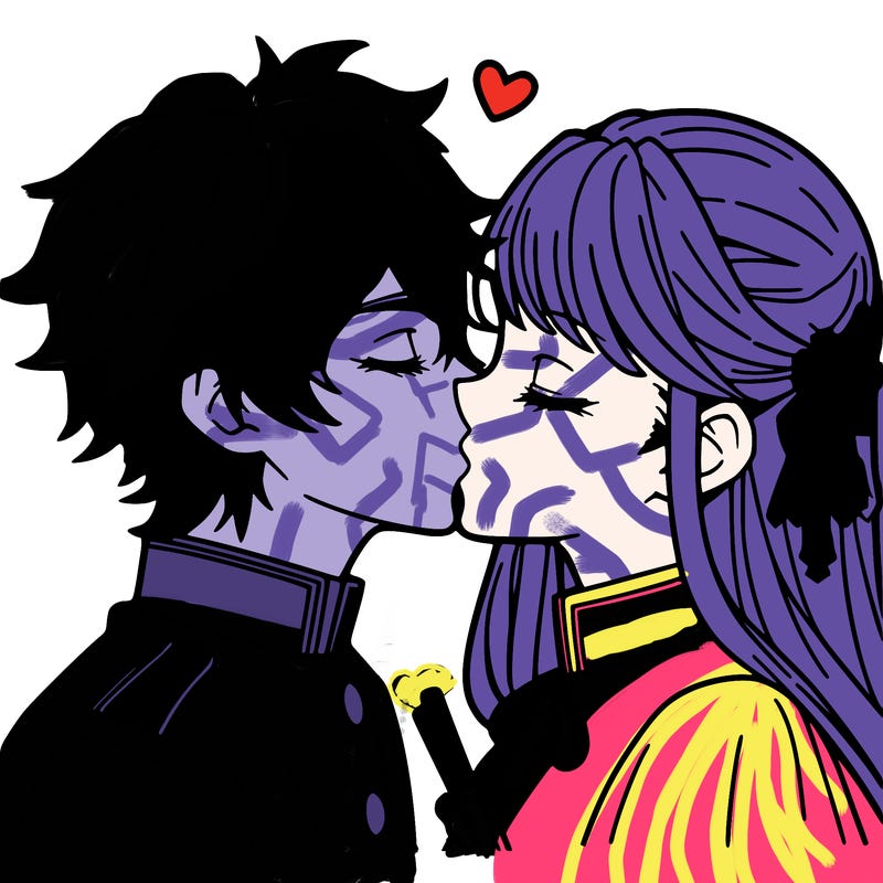 anime boy and girl kissing
