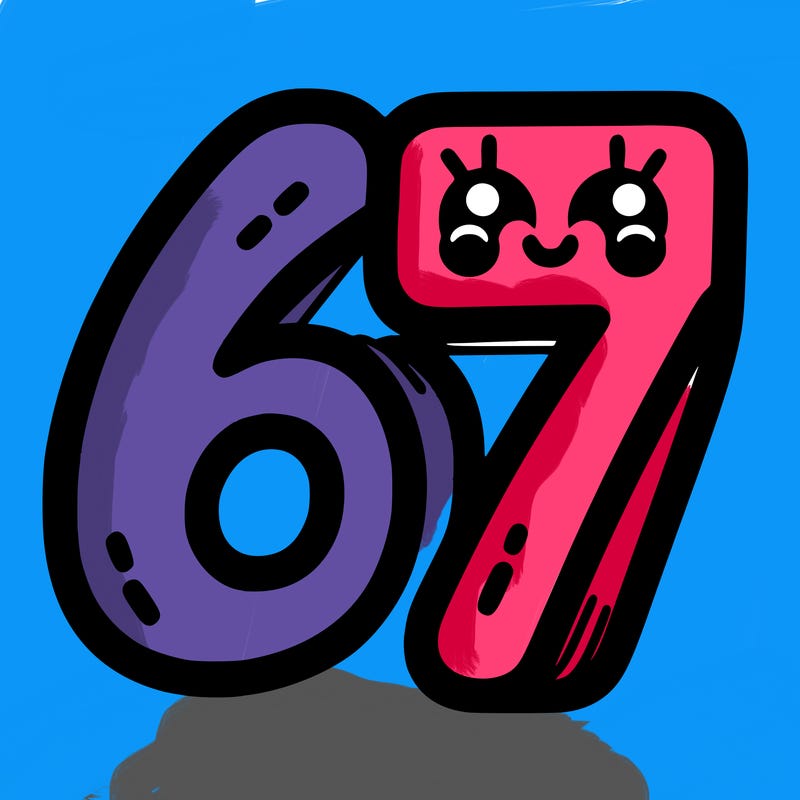 the numbers 67
