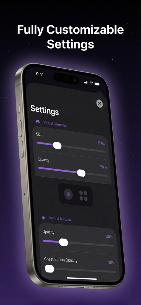 Customizable virtual gamepad settings in RPGPlayer app