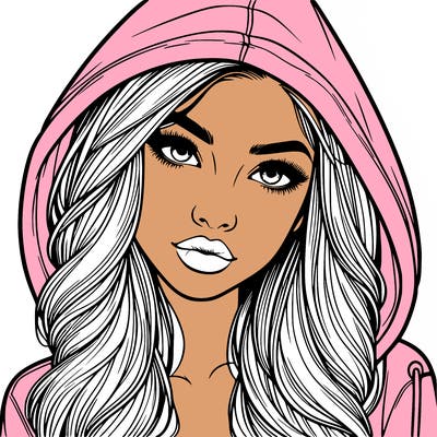 realistic beautiful girl with a hood on