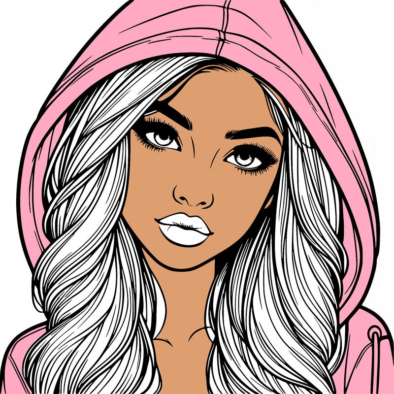 realistic beautiful girl with a hood on