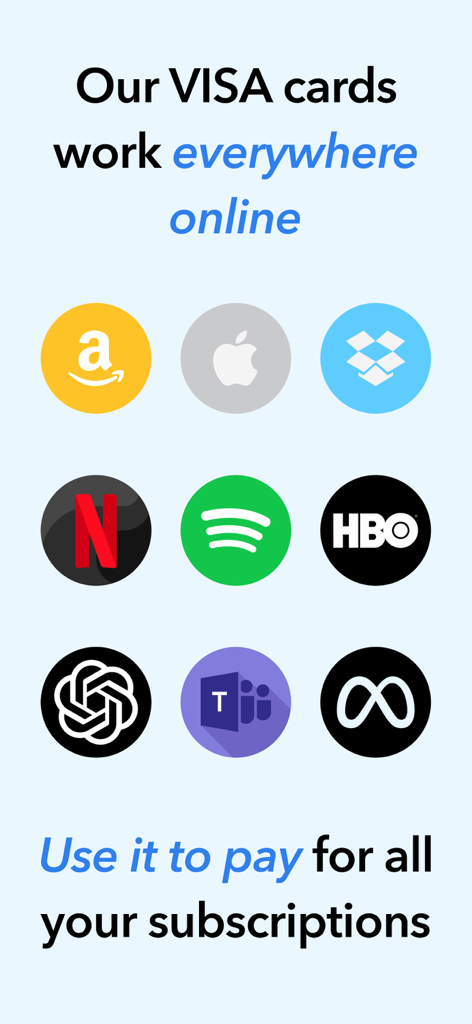 Cheapest Visa Cards - Bitsika - Bitsika virtual Visa card used to pay for subscriptions on Amazon Apple Netflix Spotify and more