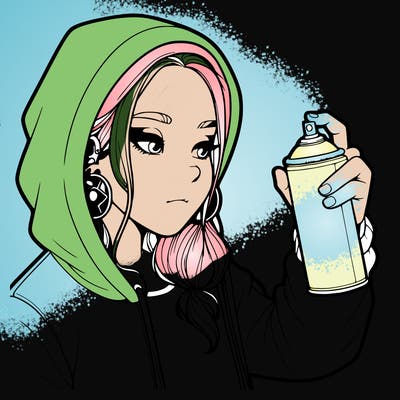 a realistic girl, spray painting