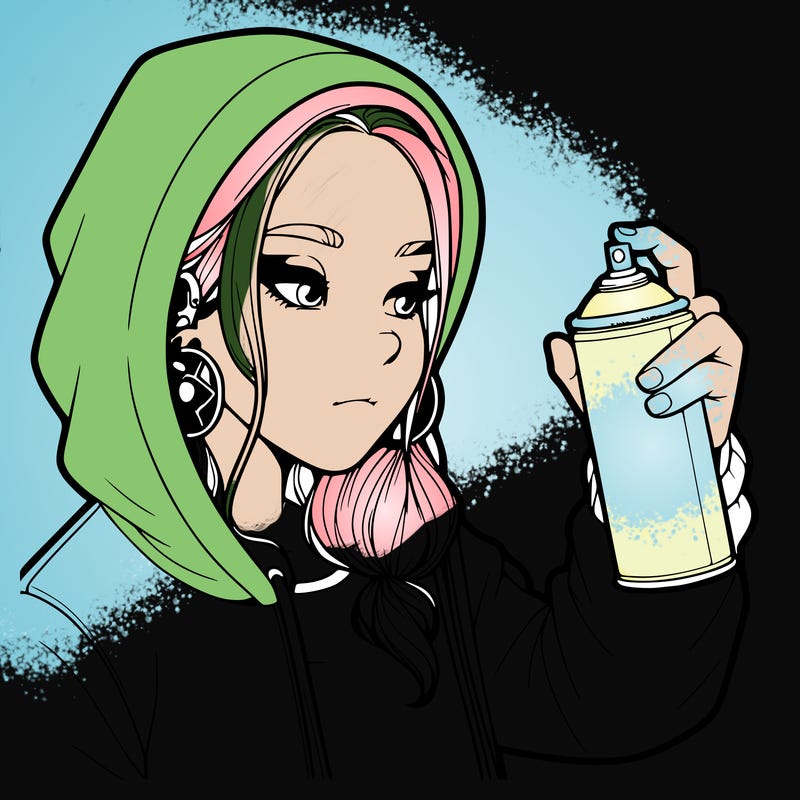 a realistic girl, spray painting