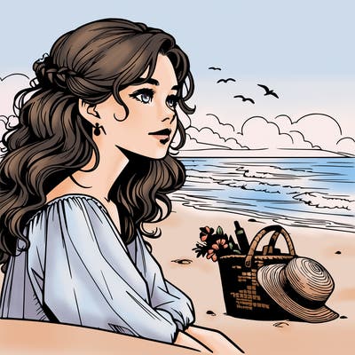 realistic girl at the beach