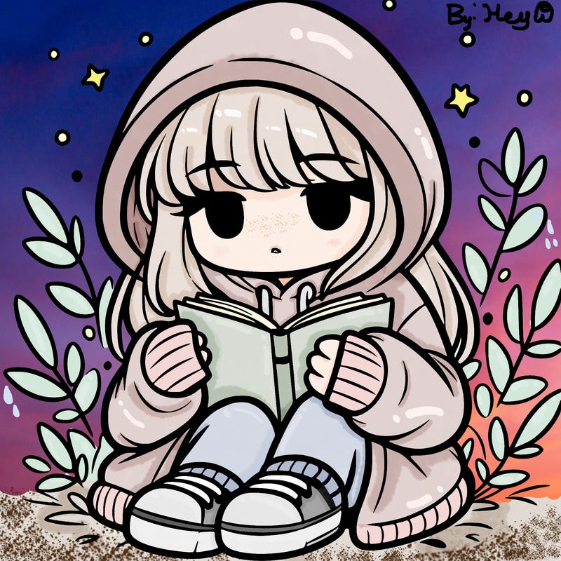 girl in oversized hoodie reading a book