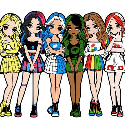 a group of girls realistic