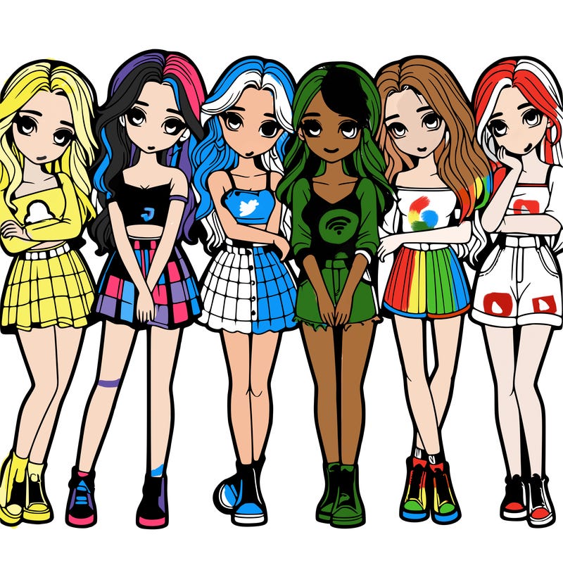 a group of girls realistic