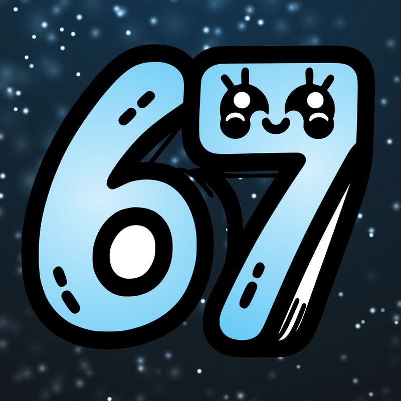 the numbers 67