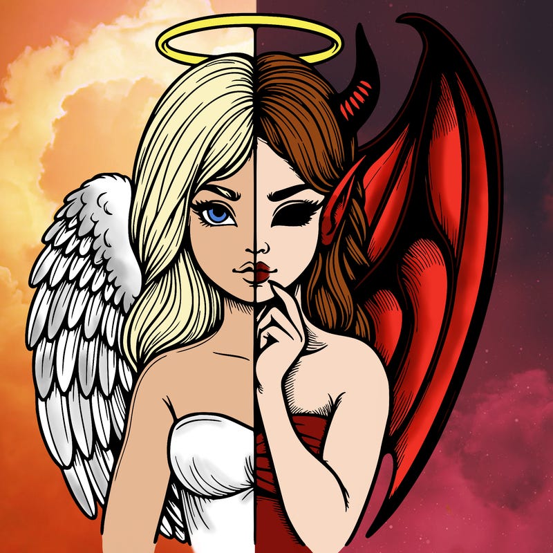 realistic angel half demon