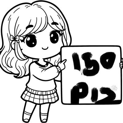 cute girl holding white sign