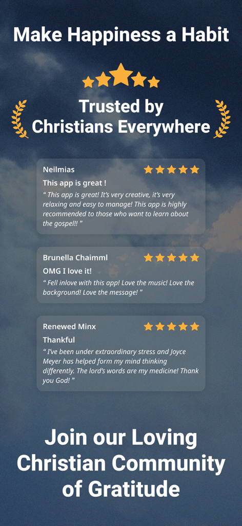Gratitude - Christian Journal - Reseñas positivas de usuarios y valoraciones de cinco estrellas para la aplicación Gratitud Christian Journal