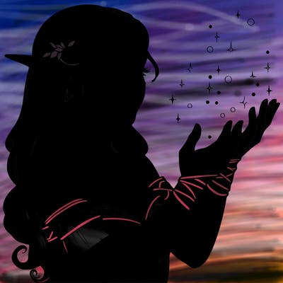 realistic elf girl doing magic