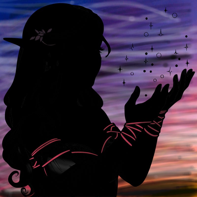 realistic elf girl doing magic