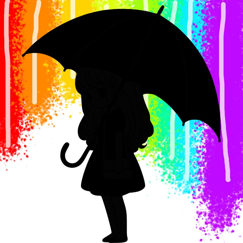 lonely girl holding black umbrella