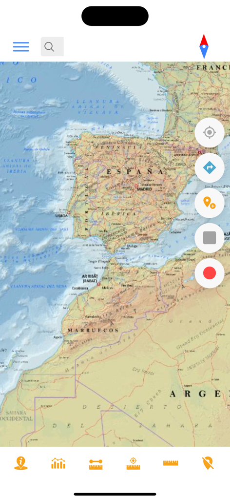 Mapas de Españaナビゲーションアプリでのスペイン地形図の表示