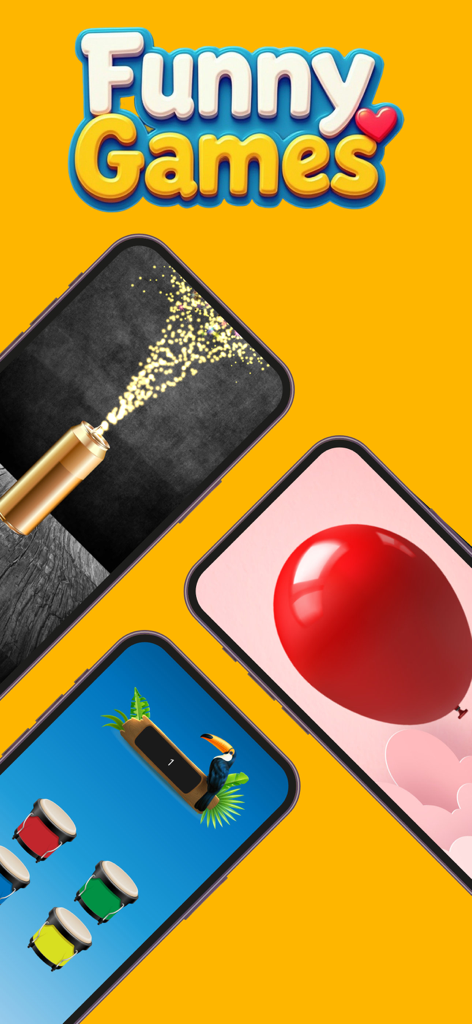 The Prank App - Funny Sounds - Screenshots of different funny mini games included in the prank app