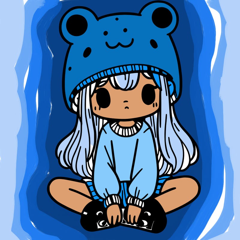 a girl wearing a frog hat and some frog socks