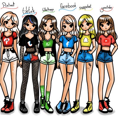 a group of girls wearing crop tops and shorts