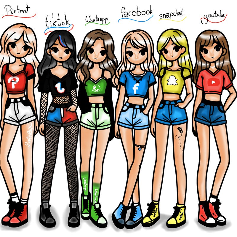 a group of girls wearing crop tops and shorts