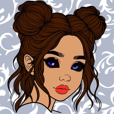 realistic girl with hair buns on her head