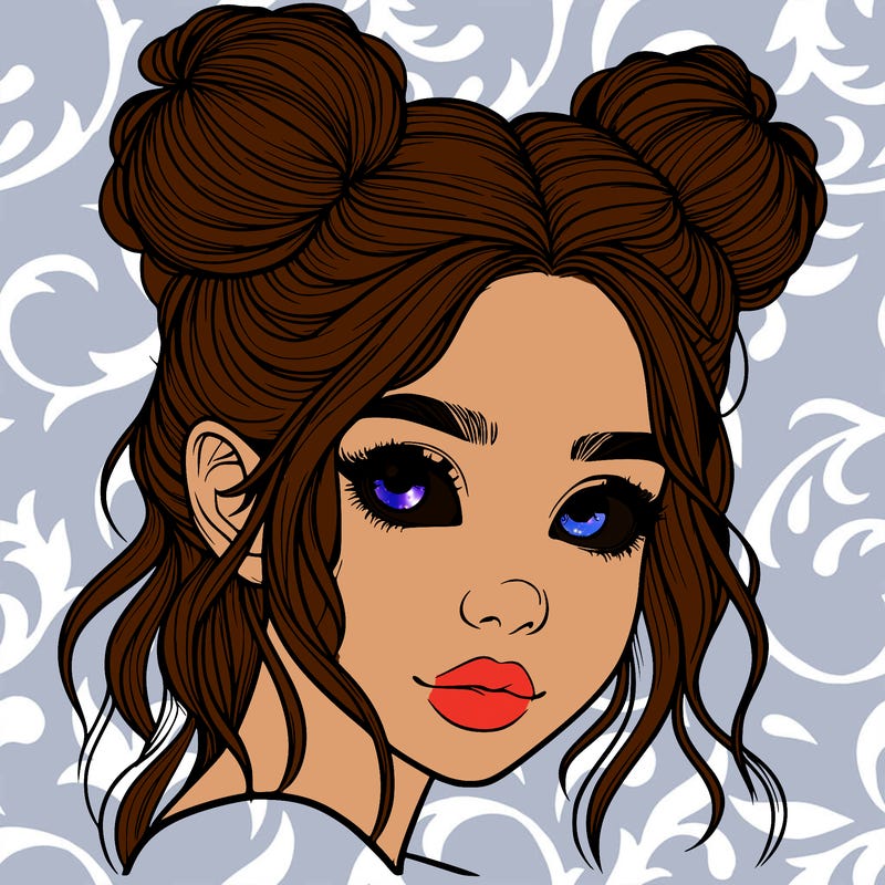 realistic girl with hair buns on her head