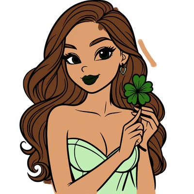 beautiful woman  carrying a clover