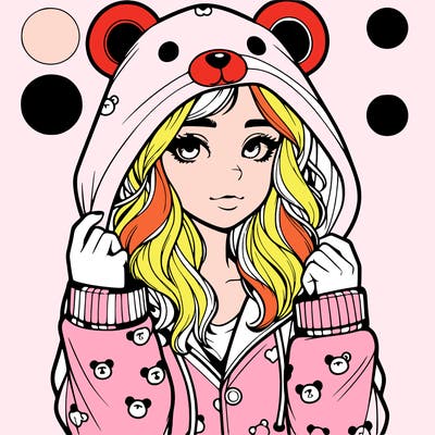 realistic girl in a animal pjs hoodie