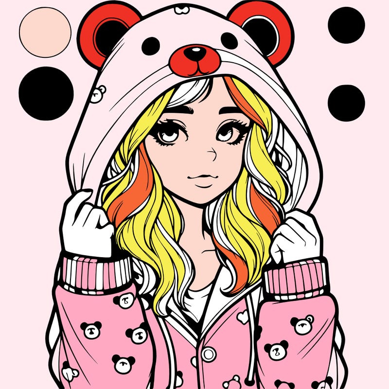 realistic girl in a animal pjs hoodie