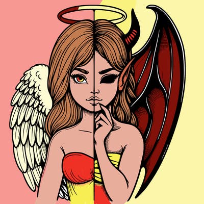 realistic angel half demon