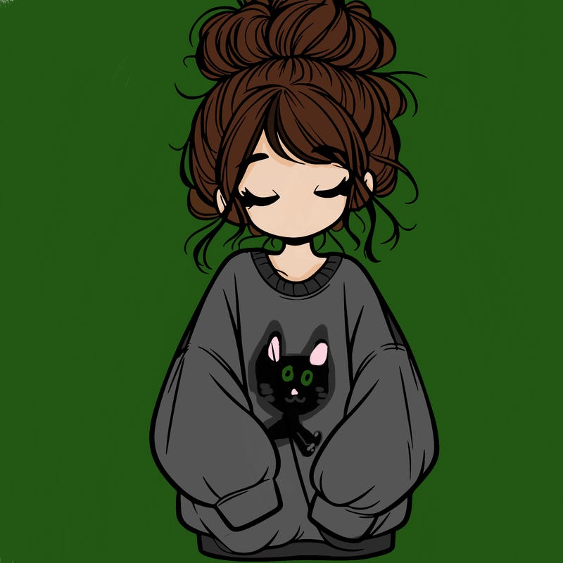 girl with baggy sweatshirt and messy bun