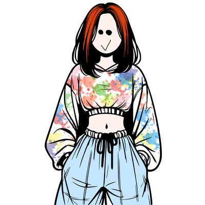 realistic girl faceless with baggy pants and a crop top