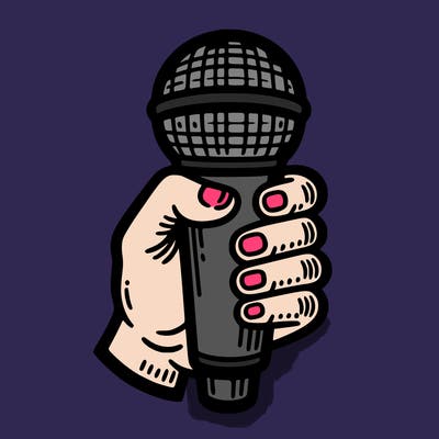 a hand holding a microphone