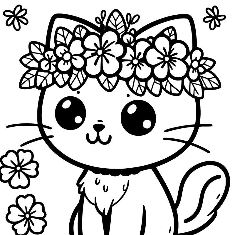 kitty wearing a flower crown