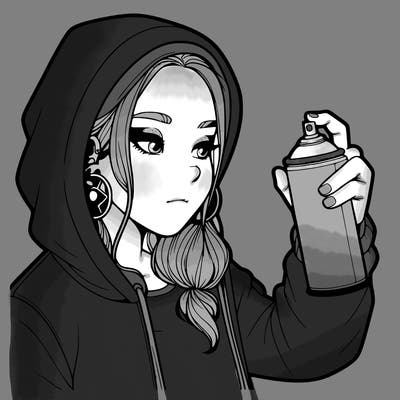 a realistic girl, spray painting