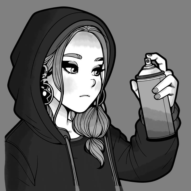 a realistic girl, spray painting