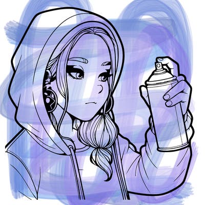a realistic girl, spray painting
