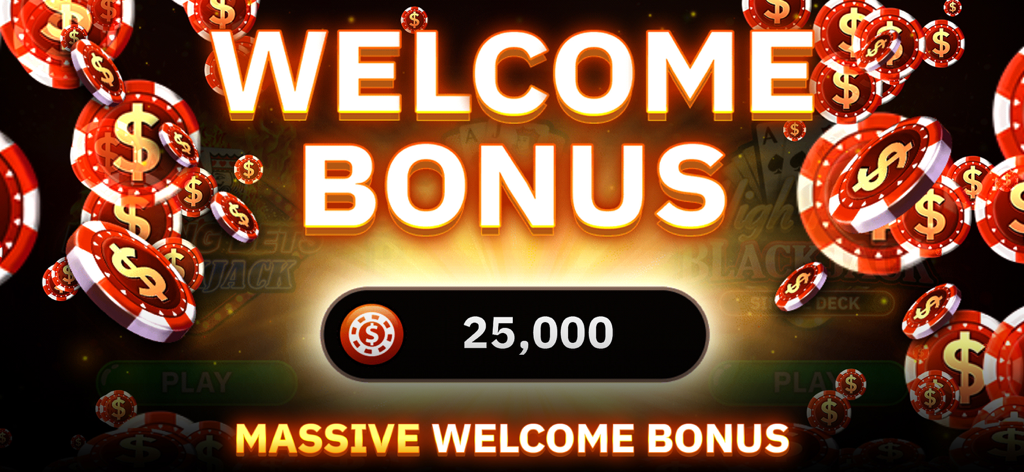 Massive welcome bonus of 25000 free chips for Blazing Bets Blackjack 21