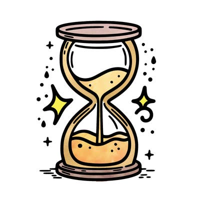 hour glass with sand falling into water pool on bottom level symbolizing air and water signs