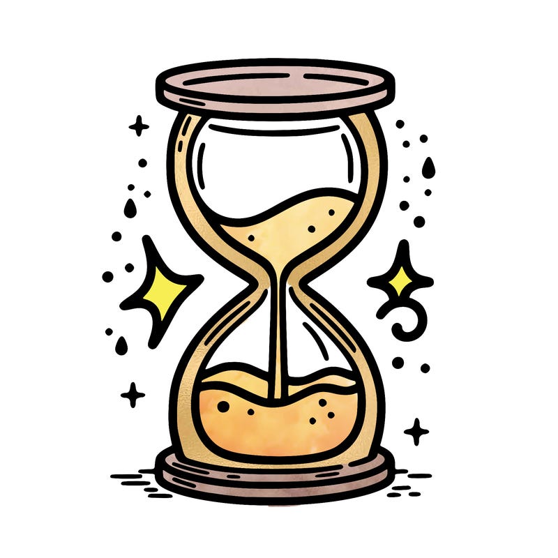 hour glass with sand falling into water pool on bottom level symbolizing air and water signs