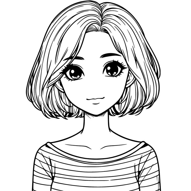 realistic girl with short hair